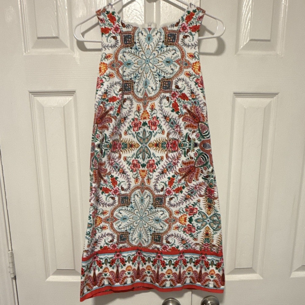 London Times Women's 4 Multicolor Floral Shift Dress Scoop Neck Sleeveless Zip